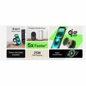 Belkin UltraCharge Induction Charger - For iPhone - Input connectors: USB - Foldable