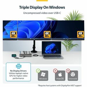StarTech.com USB 3.2 (Gen 2) Type C Docking Station for Monitor, Desktop PC, Notebook - Charging Capability - Space Gray -