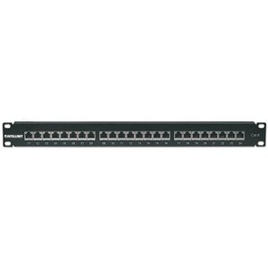 Intellinet Network Solutions Patch Panel, Cat6, FTP, 24-Port, 1U, Shielded, 90 degree Top-Entry Punch-Down Blocks, Black -