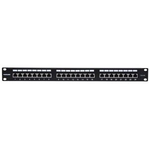 Intellinet 24 Port(s) Network Patch Panel - Black - 24 x RJ-45 - 1U High - 19" Wide - Rack-mountable