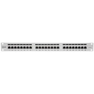 Intellinet 24 Port(s) Network Patch Panel - Grey - 24 x RJ-45 - 1U High - 19" Wide - Rack-mountable