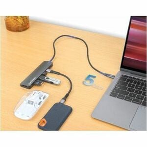 Manhattan USB-C Dock/Hub with Card Reader, Ports (x5): HDMI, USB-A (x2) and USB-C (x2), with Power Delivery (PD) 100W- req