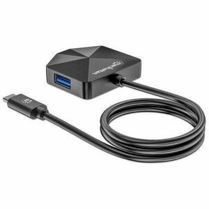 Manhattan USB-C & USB-A Combo Dock/Hub, Ports (4): USB-A (x2) and USB-C (x2), 5 Gbps (USB 3.2 Gen1 aka USB 3.0), Angled Sh