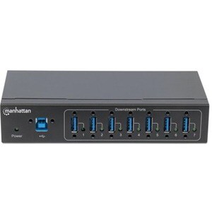 USB-A 7-Port Hub Industrial, 7x USB-A Ports, 5 Gbps (USB 3.2 Gen1 aka USB 3.0), 20 kV ESD Protection, A/C, Bus and Termina