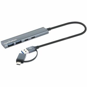 Manhattan USB-C & USB-A Combo Dock/Hub, Ports (4): USB-A (x2) and USB-C (x2), 5 Gbps (USB 3.2 Gen1 aka USB 3.0), USB power