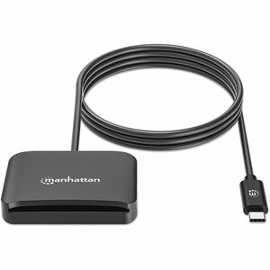 Manhattan USB-C Contact Smart Card Reader with MicroSD slot, USB Type-C Male to Contact Reader Interface and microSDXC, Su