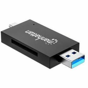 USB-A / USB-C combo Multi-Card Reader/Writer, 5 Gbps (USB 3.2 Gen1 aka USB 3.0), Male to microSD and SD/MMC Slots, Mini Fo
