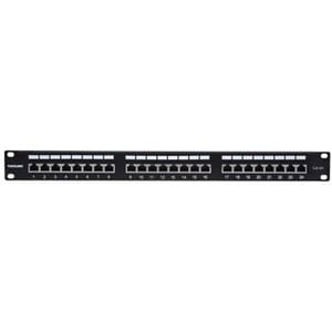 Patch Panel, Cat6a, FTP, 24-Port, 1U, Shielded, 90° Top-Entry Punch Down Blocks, Black - 24 x RJ-45 - 1U High - 19" Wide -