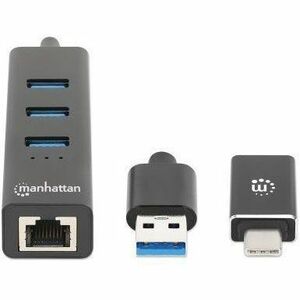 USB-C & USB-A Combo Dock/Hub, Ports (4): Ethernet and USB-A (x3), 5 Gbps (USB 3.2 Gen1 aka USB 3.0), External Power Supply