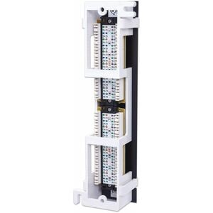 Patch Panel, Cat6, Wall-mount, UTP, 12 Port, Black - 12 x RJ-45 - Wall Mountable