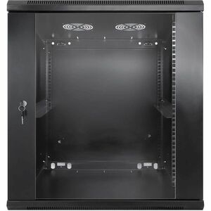Network Cabinet, Wall Mount (Standard), 12U, 450mm Deep, Black, Assembled, Max 60kg, Metal & Glass Door, Back Panel, Remov