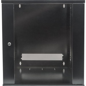 Network Cabinet, Wall Mount (Standard), 9U, 600mm Deep, Black, Flatpack, Max 60kg, Metal & Glass Door, Back Panel, Removea