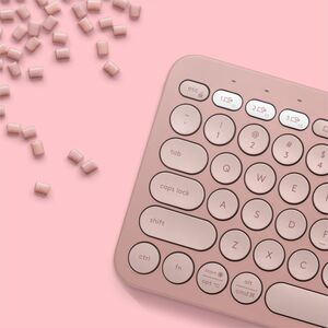 Logitech Pebble Keys 2 K380s 键盘 - 袖珍的 - 无线 连接 - USB 接口 - 英文（美国） - QWERTY 布局 - Bluetooth/RF - 10 m - 2.40 GHz - 台式机, 搜索, 后面