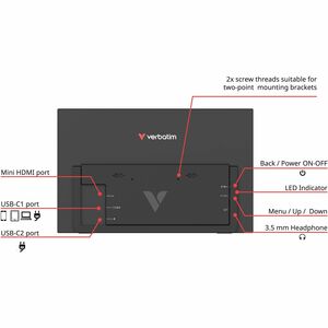 Verbatim Light 16" Class Full HD LCD Monitor - 16:9 - 15.6" Viewable - In-plane Switching (IPS) Technology - 1920 x 1080 -