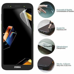 MOBILIS 5H Screen Protector for Zebra - Clear - 1 Unit - For AMOLED Mobile Computer - Anti-microbial - Anti-shock, Scratch
