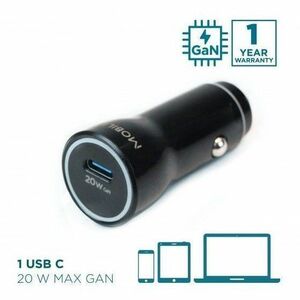 MOBILIS Energia 20 W Auto Adapter - Universal Adapter - 1 USB Type-C - For Smartphone, Tablet PC - 12 V DC, 24 V DC Input 