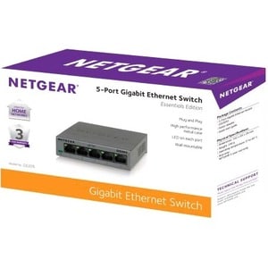 Netgear GS305 Ethernet Switch - 5 Ports - Gigabit Ethernet - 10/100/1000Base-T - 2 Layer Supported - 2.15 W Power Consumpt