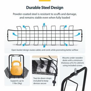 StarTech.com Cable Routing - Black - 1 - TAA Compliant - Cable Management Tray - 614.7 mm Length - Steel, Metal