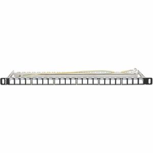 19" 24-Port Shielded Blank Patch Panel, 0.5U, Unloaded 19-inch Rackmount Keystone Panel for High-density Installations, Re