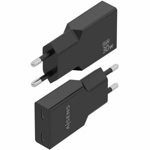 CARGADOR GAN ULTRA DELGADO 30W 2XUSB-C PD3.0 NEGRO