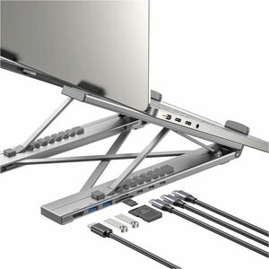 Foldable Laptop Stand with Docking Station (2USB-A 5Gbps + USB-C 5Gbps + HDMI 4K 60Hz + SD/Micro SD + PD 100W)