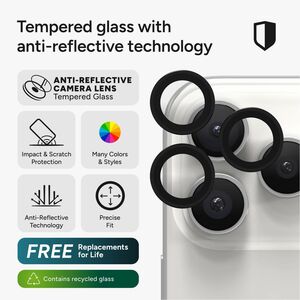 invisibleSHIELD Glass Elite Kamera-Objektivschutz - Schwarz - Gehärtetes Glas