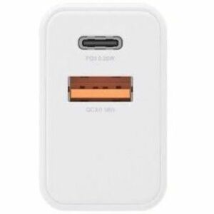 GAN CHARGER 20W USB-C PD3.0 USB-A QC3.0 WHITE