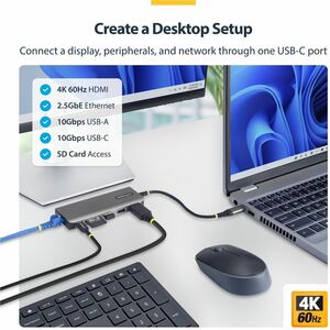 StarTech.com USB 3.2 Typ C Docking Station für Notebook, MacBook, Mobile Workstation, Festplatte, Smartphone, Tablet-PC, W