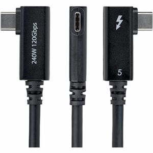 StarTech 2.6ft (80cm) Right Angle Thunderbolt 5 Cable, 80Gbps/120Gbps, 240W PD, 8K 60Hz, Certified Thunderbolt Cable - Cer