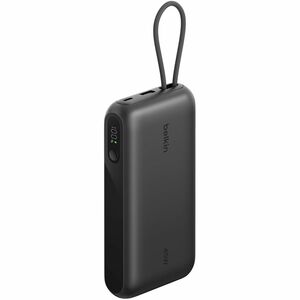 Belkin BoostCharge Power Bank - Black - 20000 mAh - 45 W - Built-in Cable - Black