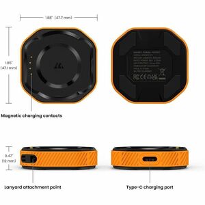 Kospet POCKET-T4 Power Bank - Black, Orange - For Smartwatch - 850 mAh - 500 mA - 5 V Output - 5 V Input - USB Type-C Conn