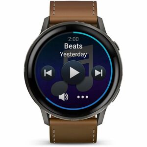 Garmin Venu 4 Smart Watch - Slate Case Color - Black, Brown Band Color - Stainless Steel, Metal Body Material - Fiber Rein