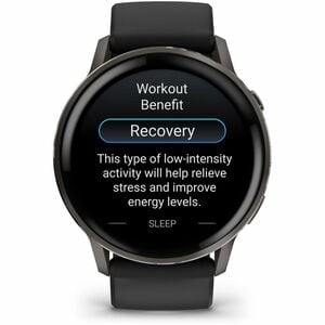 Garmin Venu 4 Smart Watch - Slate Case Color - Black Band Color - Stainless Steel, Metal Body Material - Fiber Reinforced 