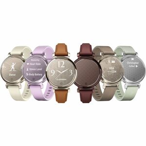 Garmin Lily 2 Classic Smart Watch - 35.40 mm Case Height - 35.40 mm Case Width - Cream Gold Case Color - Tan Band Color - 