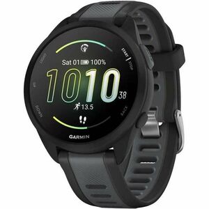 Garmin Forerunner 165 Smart Watch - Round Case Shape - Black Body Color - Slate Grey Band Color - Fiber Reinforced Polymer