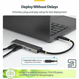 StarTech.com USB Hub - USB 3.2 Gen 2 - 1.25 GB/s - Notebook, Solid State Drive, Workstation - Space Gray - UASP Support - 