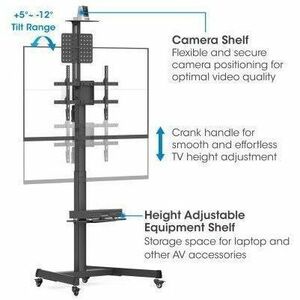Manhattan Trolley Mount Stand for TV & Monitors (crank handle height adjust), For screens: 37" to 65" , VESA compatibility