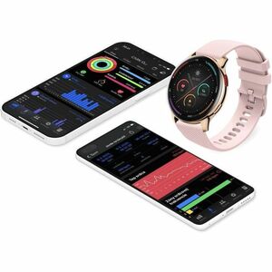 Carneo Heiloo HR+ 2nd Gen Smart Watch - 10 mm Case Thickness - 44 mm Case Width - Silver, Gold Body Color - Pink Band Colo