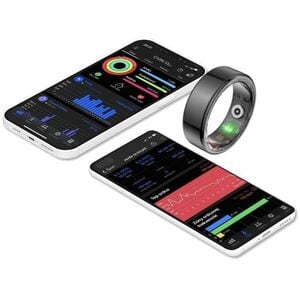 Carneo Smart Ring - Finger Wearable - Titanium Black - Pedometer - Text Messaging, Push Notification - Stress, Heart Rate,