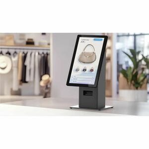 SpacePole Mini Mounting Kiosk for Receipt Printer, Display Screen, Scanner - Black - Landscape/Portrait - 38.1 cm to 68.6 
