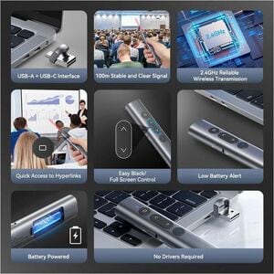 WIRELESS POWERPOINT PRESENTATIO N CLICKER WITH RED LASER POINTER