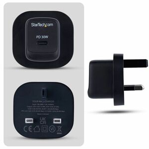 StarTech 30W USB-C Wall Charger, Portable GaN Charger with USB Power Delivery Fast Charging, GaN 5V/9V/15/20V, USB-C Charg