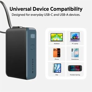 Hyperjuice Flex HJ5401BKGL Power Bank - Black Expanse - For Smartphone, Tablet PC, Notebook, USB Type A Device, USB Type C