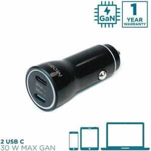 MOBILIS Energia 60 W Auto Adapter - Universal Adapter - 2 USB Type-C - For Smartphone, Tablet PC - 12 V DC, 24 V DC Input 