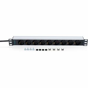 Digitus 1U Aluminum PDU, rackmountable, 9x Safety outlet. Rack-Kapazität: 1U, Typ: Einphasig, Formfaktor: Rackmount. Anzah