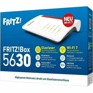 AVM FRITZ!Box 5630 Wi-Fi 7 IEEE 802.11 a/g/n/ac/ax/be Ethernet, Passive optische Gigabit-Netzwerke (GPON), Kabel Drahtlos 