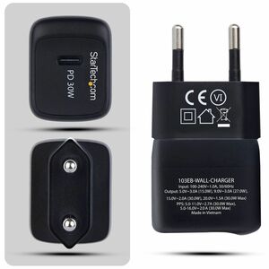 StarTech.com 30 W AC Adapter - Universal Adapter - 1 USB Type-C - For Phone, Tablet, iPhone, iPad Pro, iPad Air - Europe -