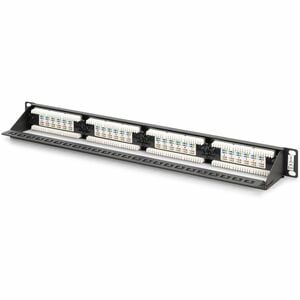 Digitus 24 Port(s) Network Patch Panel - Category 6 - Twisted Pair - Jet Black - 24 x RJ-45 - 1U High - Rack-mountable