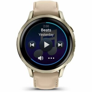 Garmin Venu 4 Smart Watch - Lunar Gold Case Color - Bone, Light Sand Band Color - Stainless Steel, Metal Body Material - F