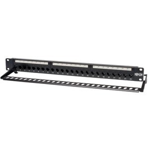 Tripp Lite 24-Port Cat5e Cat5 Feedthrough Patch Panel Rackmount 1URM RJ45 Ethernet TAA - Feedthrough Patch Panel, RJ45 Eth